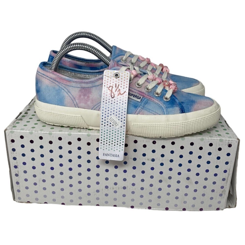 SUPERGA 2750 Blue Pink Tie Dye Sneakers Shoes Beads Women's 8.5 US NEW NIB